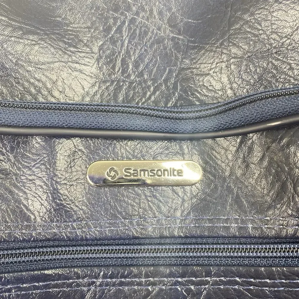 RETRO Vtg Samsonite Silhouette Weekender Bag Luggage Navy Survivor Sample NOS